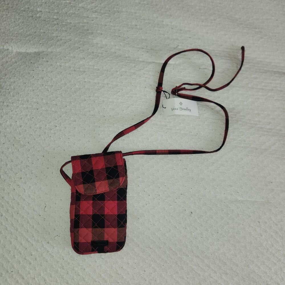 Vera Bradely Carson Cellphone Crossbody Buffalo Plaid Red Black